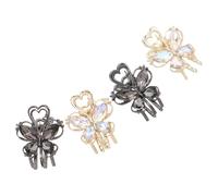IWOWHERO Set 4 Fermagli per Chioma a Farfalla in Metallo Strass Scintillanti Piccoli Fermagli Decorativi Vintage per Frange e Ciocche Ribelli Accessori per Styling Chioma da Giorno e