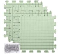 IWOWHERO Set 4 Pezzi Tappetini di Bloccaggio in Schiuma per Uncinetto con 100 Spilli in Acciaio Inox Tavola Portatile per Lavorare a Maglia e Infeltrimento Superficie Compatta e Leggera