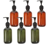 IWOWHERO Set 6 Flaconi Pompa 300 Ml Pet e PP Bottiglie Dosatori per Sapone Shampoo e Lozione Portatili e Riutilizzabili per Viaggi Campeggio e Uso Domestico Colore Verde e Marrone