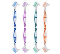 IWOWHERO Set 8 Spazzolini per Dentiere a Doppia Testa in Nylon Rigido Spazzola per la Pulizia di Protesi e Apparecchi di Contenzione Colori Distintivi per Uso Personale per Viaggi e