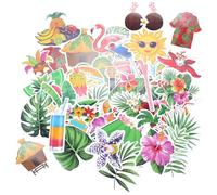 IWOWHERO Set di 80 Adesivi in Stile Hawaii per Decorare Valigie e Computer, Adesivi Autoadesivi in PVC Facili da Staccare Senza Lasciare Residui per Un'atmosfera Estiva Unica e Originale