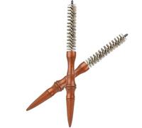 IWOWHERO Spazzola a Rulli Rotonda Piccola 2 Pezzi con Setole di Cinghiale per Chioma e Barba Pettine Arricciacapelli a Spirale Antistatico per Styling Professionale e Asciugatura