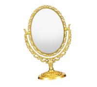 IWOWHERO Specchio da trucco su specchio cosmetico dorato, specchio ovale da tavolo girevole specchio antico in stile europeo in plastica placcata oro specchio intero verticale rotazione