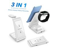 IWOWHERO Stazione Ricarica Wireless Pieghevole Supporto per Caricabatterie Wireless Compatibile con Apple Watch e Smartphone Ricarica e Portatile