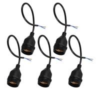 IWOWHERO Supporto Lampada E27 5 Pezzi Portalampada Sospeso in Gomma Nera 30 Cm Base per Lampadina Vintage per Cucina Soggiorno Ufficio Bar Sala da Pranzo