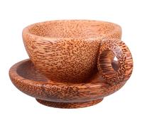 IWOWHERO Tazza da Tè in Legno Naturale con Manico Ergonomico e Sottobicchiere Vintage Completo per Caffè Tè e Bevande Resistente e Sicura per Uso Quotidiano