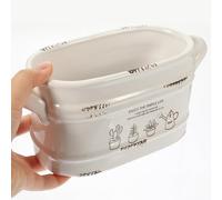 IWOWHERO Vaso da Giardino in Ceramica Bianca con Motivo Floreale in Rilievo Ovali Drenaggio per Interni ed Esterni Decorazione Elegante per Balconi Uffici e Giardini