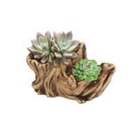 IWOWHERO Vaso Fioriera in Cemento Doppio Scomparto Design Tronco Legno Vintage Porta Piante Succulente e Resistenti per Decorazioni Interni ed Esterni Accessorio Ornamentale Casa Giardino