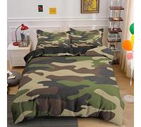 IWSDQ Copripiumino Singolo 155X200 cm con 2 Federe Microfibra, Mimetico Verde Militare Letto Singolo Set Con Cerniera Morbido Al Tatto per Bambini Adulti