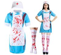IWTBNOA Costume Infermiera Zombie per Halloween, Outfit Sanguinoso da Donna per Cosplay