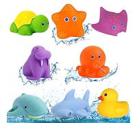 IWTBNOA Giocattoli da Bagnetto per Bambini, 8 Pezzi Animali da Oceano Galleggianti, Giochi da Bagno Galleggianti, Giocattoli da Piscina per Vasca, Giochi Bagnetto Neonato, Regalo per Ragazzi Ragazze