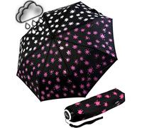 iX-brella Mini Ultra Light - Ombrello tascabile da donna con tetto grande, extra leggero, Colore cangiante, Paintdrops, rosa fluo, Taschenschirm Handöffner, Ombrello tascabile apribile