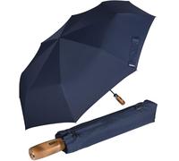 iX-brella - Ombrello da uomo XXL 121 cm con vero manico in legno e accensione automatica, Blu - con manico a barra, 121 cm