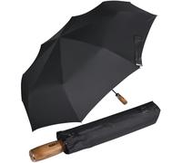 iX-brella - Ombrello da uomo XXL 121 cm con vero manico in legno e accensione automatica, Nero con manico, 121 cm