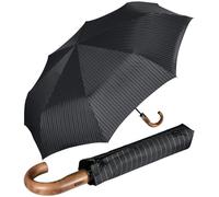 iX-brella - Ombrello da uomo XXL 121 cm con vero manico in legno e accensione automatica, Strisce adesive, 121 cm