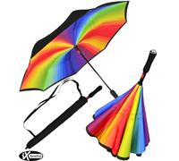 iX-brella Ombrello inverso automatico capovolto per aprire, nero/multicolore, 104 cm