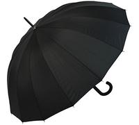 iX-brella Ombrello lungo, di alta qualità, 16 pezzi, con sistema automatico resistente alle tempeste, Nero , 100, Ombrello automatico