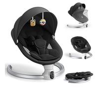 Ixdregan Sdraietta Neonati Elettrica - App e Telecomando Dondolo Bambina Elettrico con 3 timer, 5 Velocità di Altalena, 10 Musiche, Sdraietta Neonati Bluetooth Imbottita Morbida Baby (APP Nero)