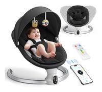 Ixdregan Sdraietta Neonati Elettrica - App e Telecomando Dondolo Bambina Elettrico con 3 timer, 5 Velocità di Altalena, 10 Musiche, Sdraietta Neonati Bluetooth Imbottita Morbida Baby (APP Nero)