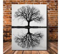 IXEHOH Grandi quadri da parete per soggiorno,moderno dipinto su tela con albero della vita in bianco e nero,per la decorazione del soggiorno,21x30 cm (8x12 pollici) con cornice