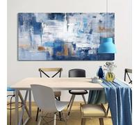 IXEHOH Quadro su tela blu - Quadro moderno astratto blu e bianco su tela per soggiorno,camera da letto,ufficio,casa,decorazione da parete 70x140 cm (20x55 pollici) senza cornice