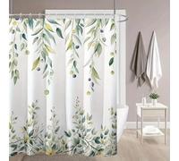 IXEHOH Tenda da doccia botanica con foglie verdi,fiori gialli e mirtilli,tessuto in poliestere,gancio incluso,lavabile in lavatrice (200x180 cm/78x71 pollici (LxA)