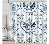 IXEHOH Tende da doccia con motivi floreali e acquerelli,verde foglia e blu navy,decorazioni per il bagno in stile fattoria vintage,tenda da bagno sospesa/150x200 cm