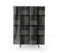 IXEHOH Tende da doccia grigie e nere,per bagno maschile,stile Mid-Century Modern,con box doccia,quadrati,decorazioni per il bagno retrò,neutre e scure,75 x 190 cm/29 x 75 pollici LxA