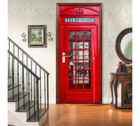 IXGMI Murales Poster per Porte Cabina telefonica Carta da Parati Adesivo per Porta 3D Autoadesivo Rimovibile Impermeabile Decalcomanie Decorazione PVC 77x200cm