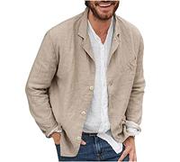 IXII Giacche Leggere Estive da Uomo Capispalla in Cotone E Lino dal Taglio Ampio Elegante Blazer Casual A Tre Bottoni Cappotti Sportivi Primaverili A Tinta Unita