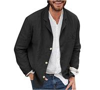 IXII Giacche Leggere Estive da Uomo Capispalla in Cotone E Lino dal Taglio Ampio Elegante Blazer Casual A Tre Bottoni Cappotti Sportivi Primaverili A Tinta Unita