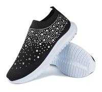 IXII Sneaker Casual Scarpe da Ginnastica da Donna in Rete con Brillantini, Scarpe da Ginnastica Casual Antiscivolo da Donna, Scarpe da Passeggio Ortopediche Antiscivolo-A||38EU