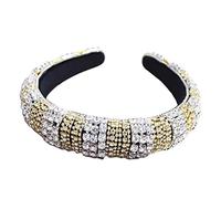 Ixkbiced Baroque Jewelry Chain Wide Headband Colorful Rhinestone Sponge Padded Hair Hoop