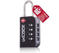 iXLOCK Lucchetto TSA 008, Lucchetto Valigia Aereo Codice 4 Cifre Nero 1 Pz