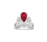 IXMLDAXD Anelli con corona in moissanite for donna Anello di fidanzamento con diamante a taglio pera da 1,5 ct D Colore VVS1 Anelli nuziali in moissanite con certificato(Red,8)