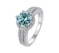 IXMLDAXD Anelli con diamanti Moissanite da 2 ct D colore VVS1 for donne Anelli di fidanzamento con moissanite giallo/verde/rosa Fede nuziale con diamanti a taglio rotondo con certificato(Blue,7)