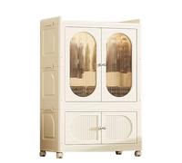 IXMLDAXD armadio pieghevole, Realizzato con pannelli in PP, porte superiori e inferiori magnetiche, ruote girevoli freni finestre trasparenti(70 * 37 * 111cm)