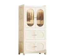 IXMLDAXD armadio pieghevole, Realizzato con pannelli in PP, porte superiori e inferiori magnetiche, ruote girevoli freni finestre trasparenti(70 * 37 * 142cm)