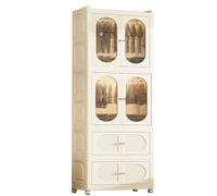 IXMLDAXD armadio pieghevole, Realizzato con pannelli in PP, porte superiori e inferiori magnetiche, ruote girevoli freni finestre trasparenti(70 * 37 * 204cm)