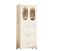 IXMLDAXD armadio pieghevole, Realizzato con pannelli in PP, porte superiori e inferiori magnetiche, ruote girevoli freni finestre trasparenti(70 * 37 * 173cm)