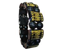IXMLDAXD Bracciale Mantra a sei parole placcato oro con ossidiana naturale