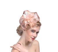 IXMLDAXD Cappello da cocktail, Cappelli da sposa con piume for donna, copricapo vintage, cocktail e tè(Champagne)