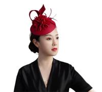 IXMLDAXD Cappello da cocktail, Forcine for capelli da sposa, donna, con piume, for chiesa, cocktail, tè e festa(Wine)