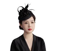 IXMLDAXD Cappello da cocktail, Forcine for capelli da sposa, donna, con piume, for chiesa, cocktail, tè e festa(Black)