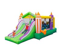 IXMLDAXD Castello Gonfiabile, Casetta da Gioco Gonfiabile del Castello degli scivoli gonfiabili for Il Regalo della Festa di Compleanno con Il Grande Trampolino all'aperto della casa del Ventilatore
