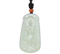 IXMLDAXD Collana di Smeraldo, Collana con ciondolo Guanyin in giada verde naturale, giadeite, Kwan Yin del Mar Cinese Meridionale, intagliato su un lato