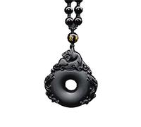 IXMLDAXD collana in ossidiana nera, Ciondolo collana di ossidiana Pixiu Allontana la sfortuna