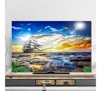 IXMLDAXD copertina televisiva, Stampa a prova di polvere con motivo spiaggia sul mare for schermo curvo da tavolo montato a parete(A,49 52in(118x70cm))