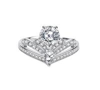 IXMLDAXD Fedi nuziali con diamanti Moissanite for donne Anelli con corona VVS1 taglio rotondo colore 1 ct D Anelli di fidanzamento Moissanite bianco/blu/rosa for donne con certificato(White,9)