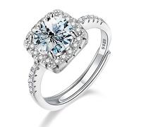 IXMLDAXD Fedi nuziali regolabili in moissanite da 1-3 ct for donna Anelli di diamanti in argento sterling S925 color D Anelli di fidanzamento con promessa for lei con certificato(3.0 carats)